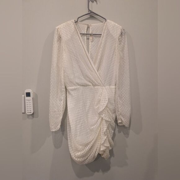 Ramy Brook Women's Ivory Velvet Mesh Ruched Allona Sheath Dress Size 4 White - Picture 2 of 5